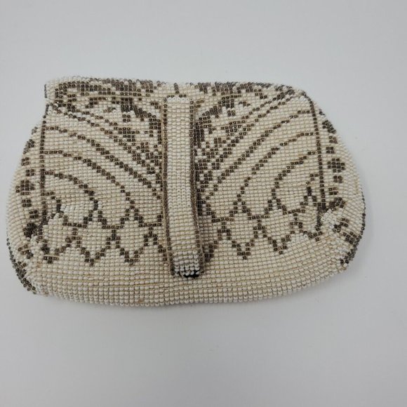 Antique Flapper Girl Art Deco Nouveau Hand Beaded Purse Palm Strap BRIDE WEDDING - Picture 3 of 6